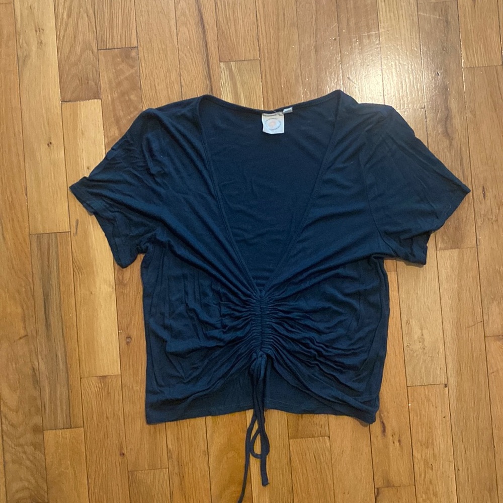 Tie front crop top in teal